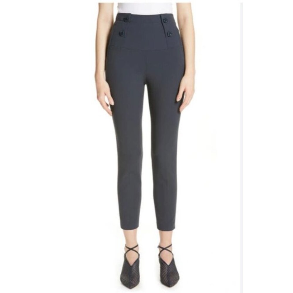 Tibi Womens Anson Stretch Cropped Tailored Pants Prussian Blue Size 4 Naval